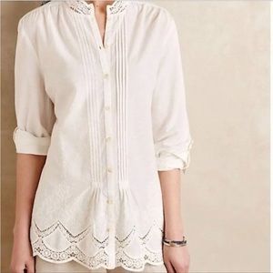 Anthropologie Isabella Sinclair White Embroidered Lace Top